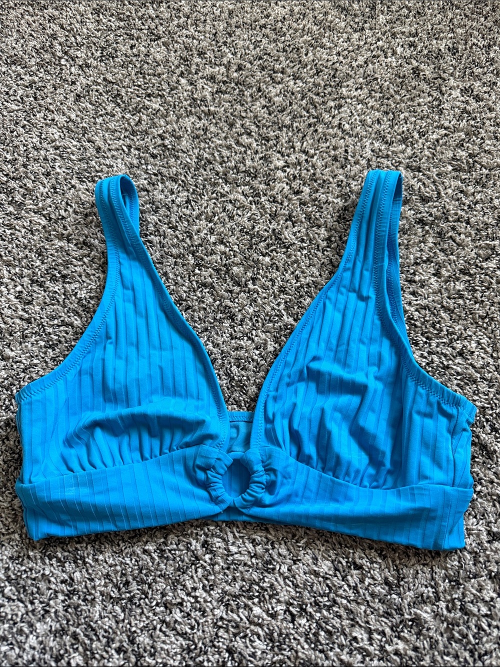 aerie Turquoise Ribbed Ring-Front Bikini Top